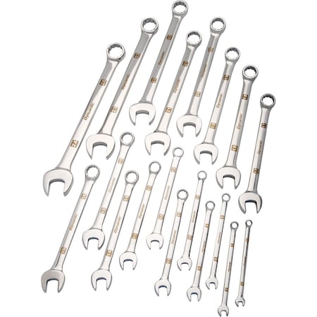 Dynamic Tools 19 Piece Metric Combo Wrench Set, Mirror Chrome, 6mm - 24mm D074203